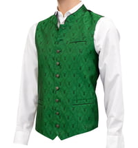 Trachtenmode Hiebaum Trachten Gilet Herren mit Hirsch-Muster und Stehkragen