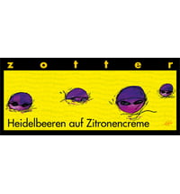 Zotter Schokoladenmanufaktur Bio Heidelbeeren auf Zitronencreme